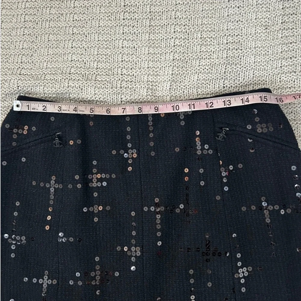 NWT Chanel 02A Black Sequin Tweed Skirt Suit Jacket Set P19919‎ FR 44 US 12